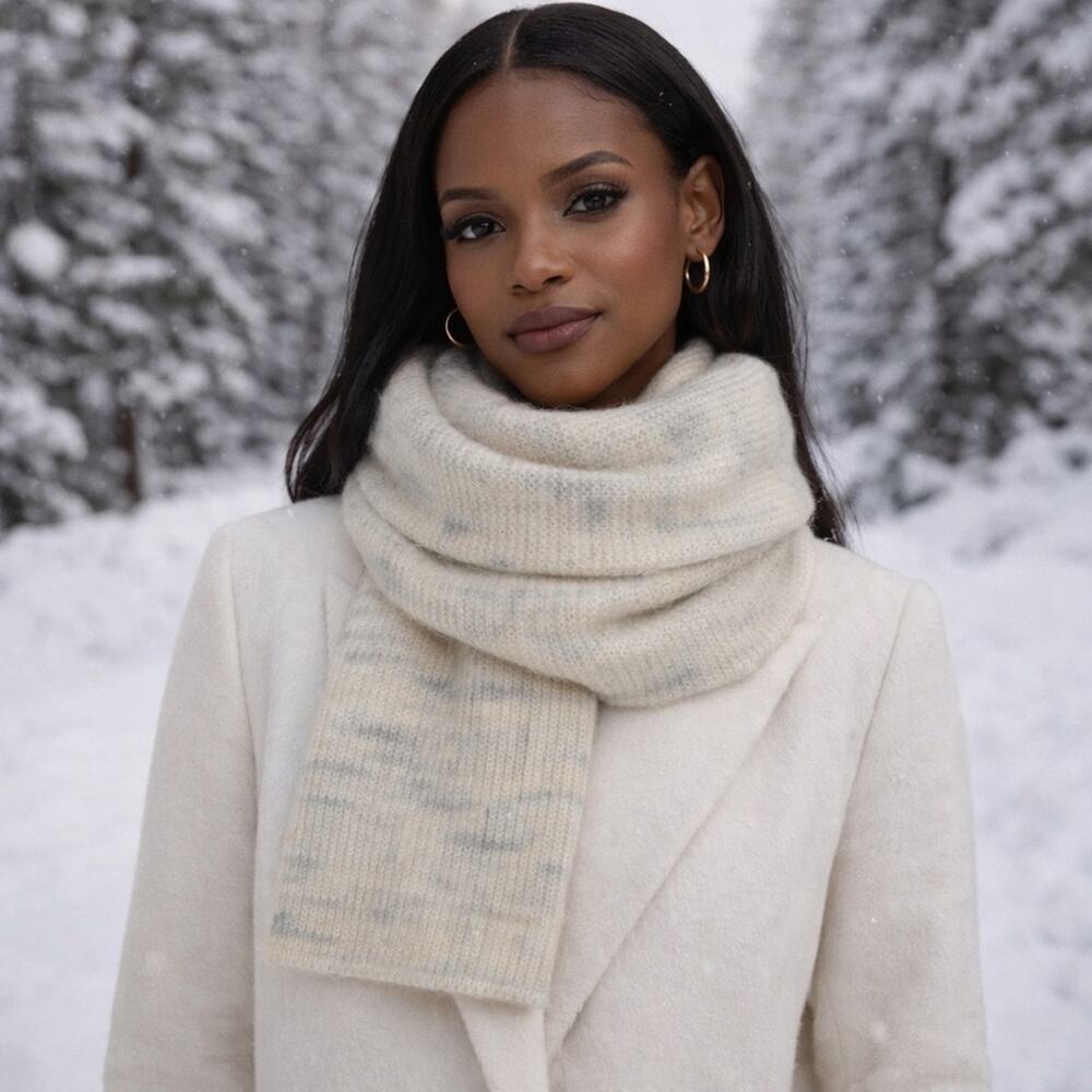 NWOT & Other Stories Cream with brushes of pale blue mohair wool knit scarf 🧣